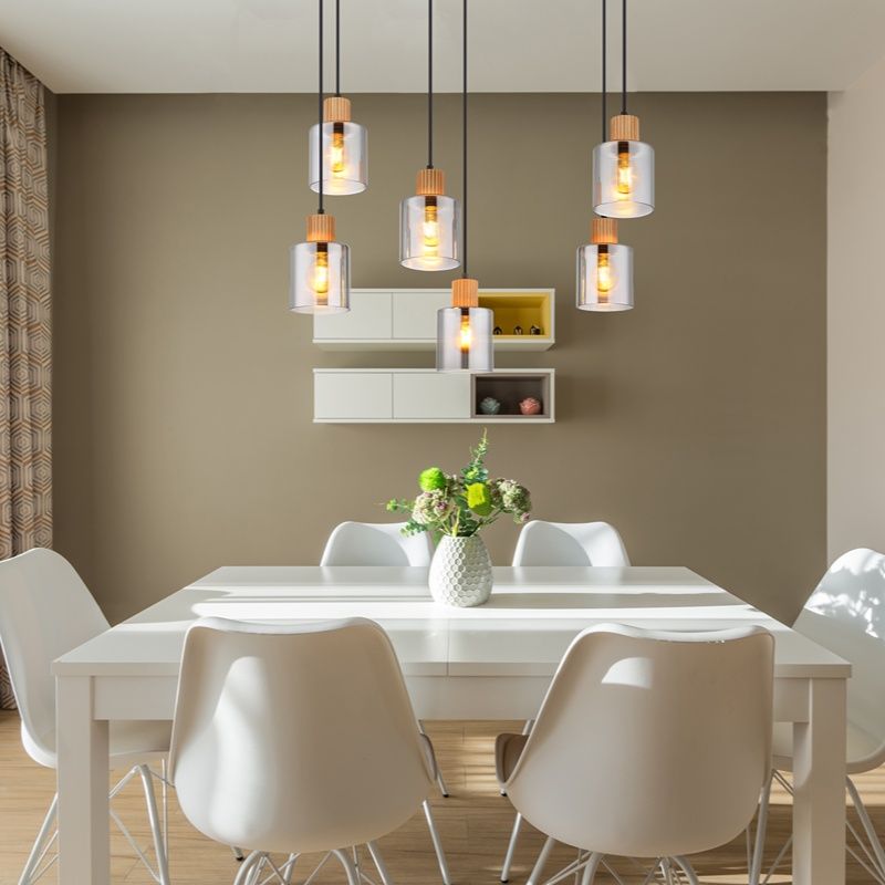 Szklana industrialna lampa wisząca czarna, Abelon