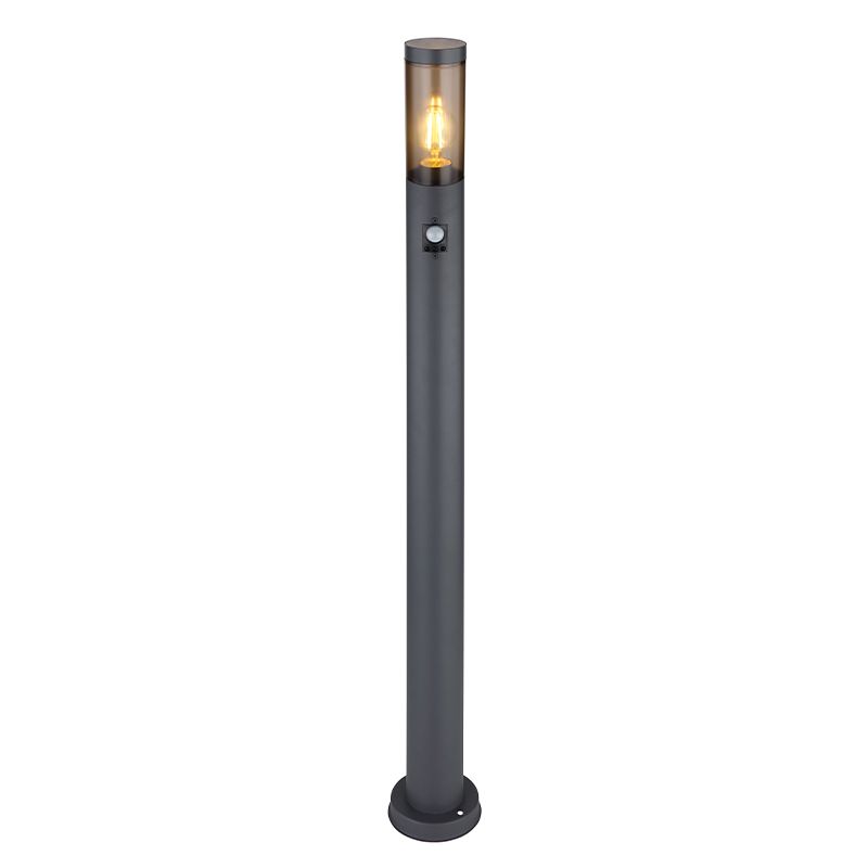 Stal Nierdzewna nowoczesna lampa podłogowa zewnętrzna z czujnikiem ruchu czarna, Ishara, IP44 Stal Nierdzewna nowoczesna lampa podłogowa zewnętrzna z czujnikiem ruchu czarna, Ishara, IP44