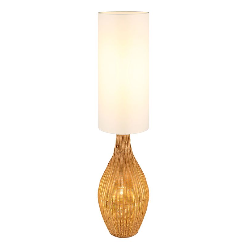 Tkanina rustykalna lampa stojąca biała, Nelleke, z przełącznik Tkanina rustykalna lampa stojąca biała, Nelleke, z przełącznik