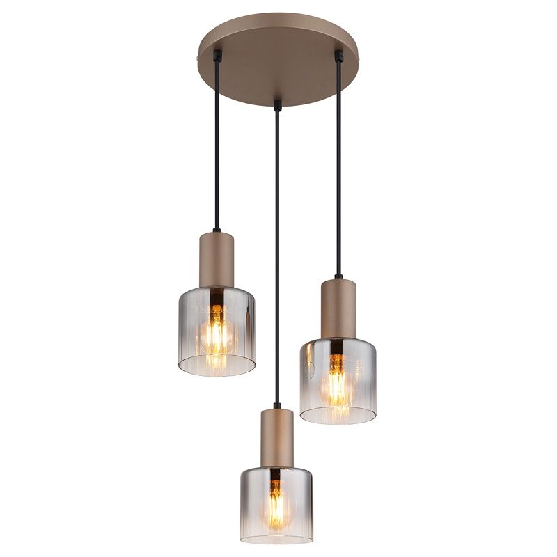 Szklana design lampa wisząca brązowa, Warren
