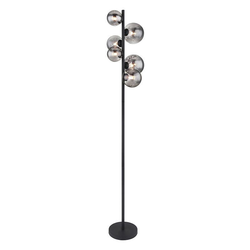 Szklana design lampa stojąca czarna, Melinda, z przełącznik