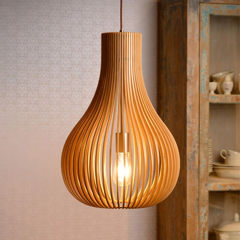 Drewniana lampa wisząca brązowa, Bodo Drewniana lampa wisząca brązowa, Bodo