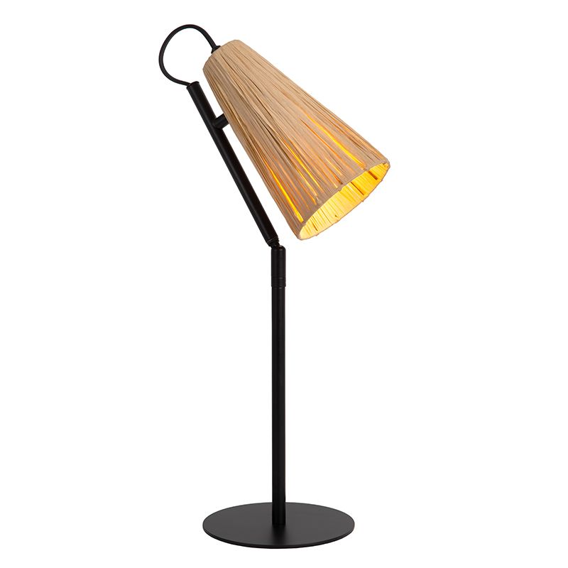 Rattanowa lampa stołowa brązowa, Bensen, z przełącznik Rattanowa lampa stołowa brązowa, Bensen, z przełącznik