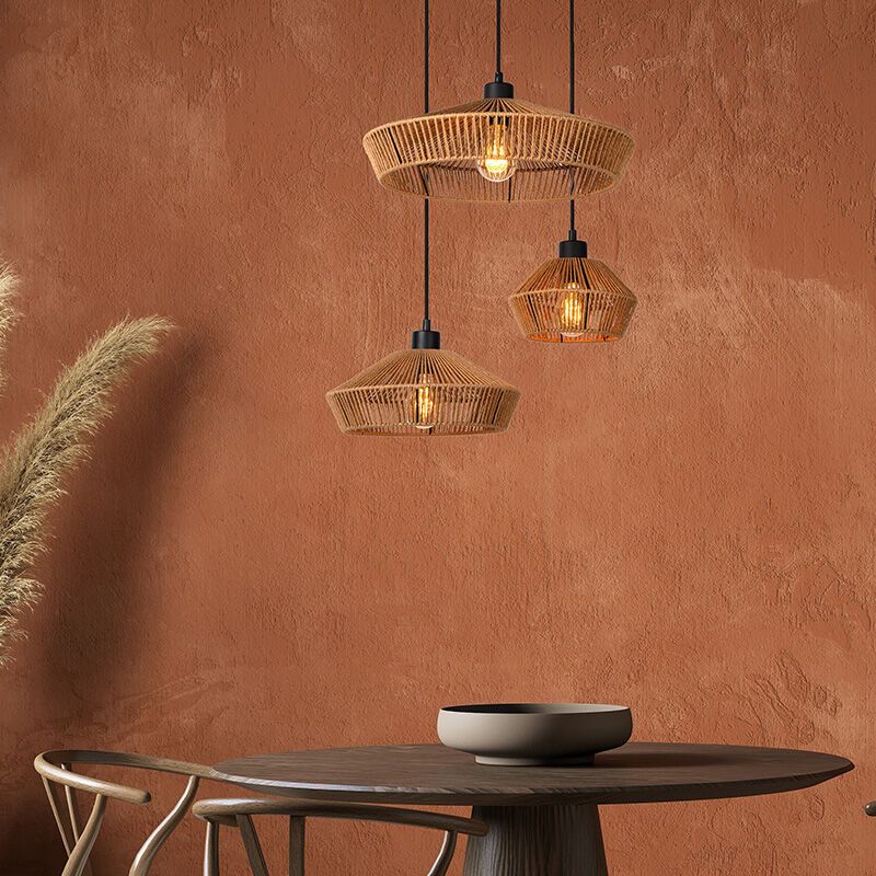 Rattanowa lampa wisząca drewniana, Yunkai