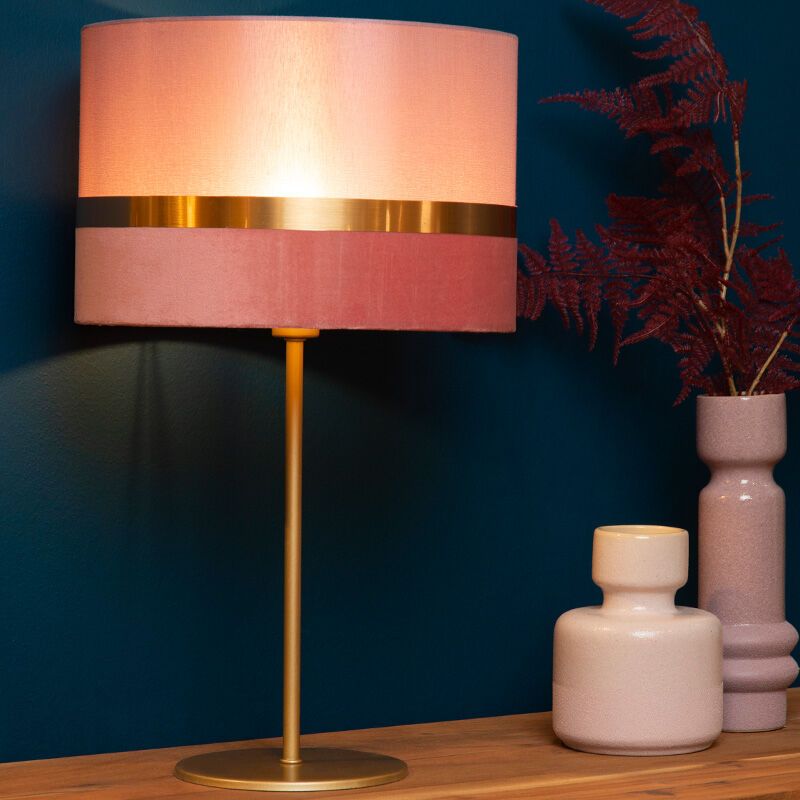 Różowa lampa stołowa retro, Extravaganza Tusse, z przełącznik
