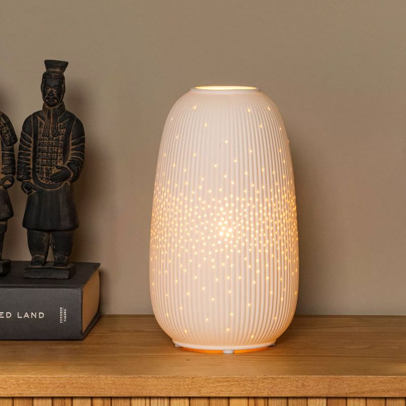 Ceramiczna lampa stołowa biała, Flores, z przełącznik Ceramiczna lampa stołowa biała, Flores, z przełącznik