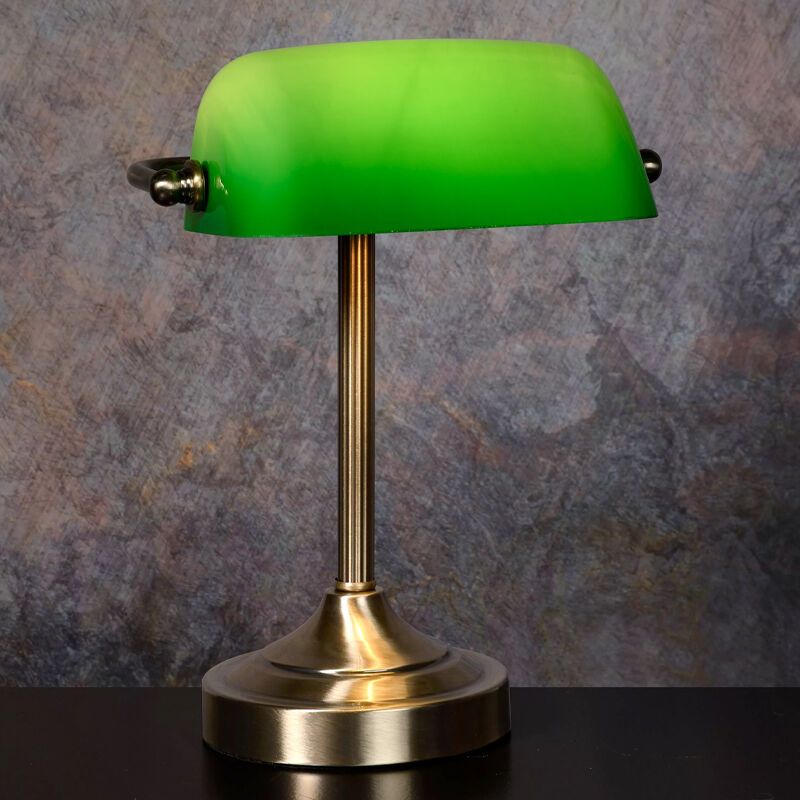 Zielona lampa biblioteczna klasyczna, Banker, z przełącznik Zielona lampa biblioteczna klasyczna, Banker, z przełącznik