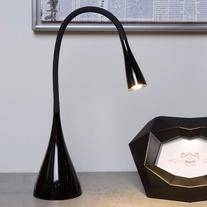 Czarna lampa biurkowa nowoczesna, Zozy, 3W, 3000K LED, z dotykowy ściemniacz