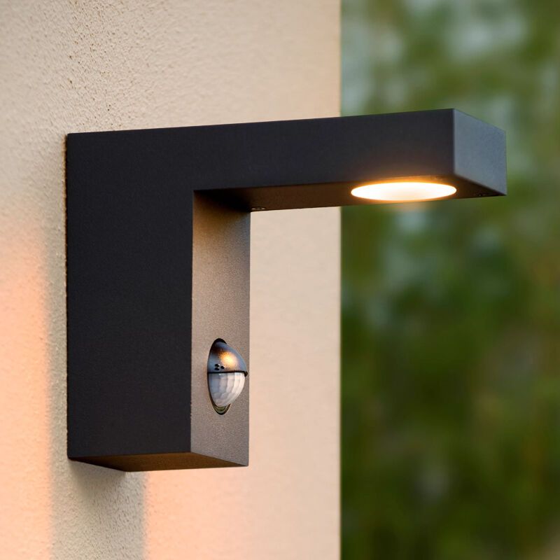 Antracytowy kinkiet zewnętrzny z czujnikiem ruchu nowoczesny, Texas, 6W, 3000K LED, IP54 Antracytowy kinkiet zewnętrzny z czujnikiem ruchu nowoczesny, Texas, 6W, 3000K LED, IP54