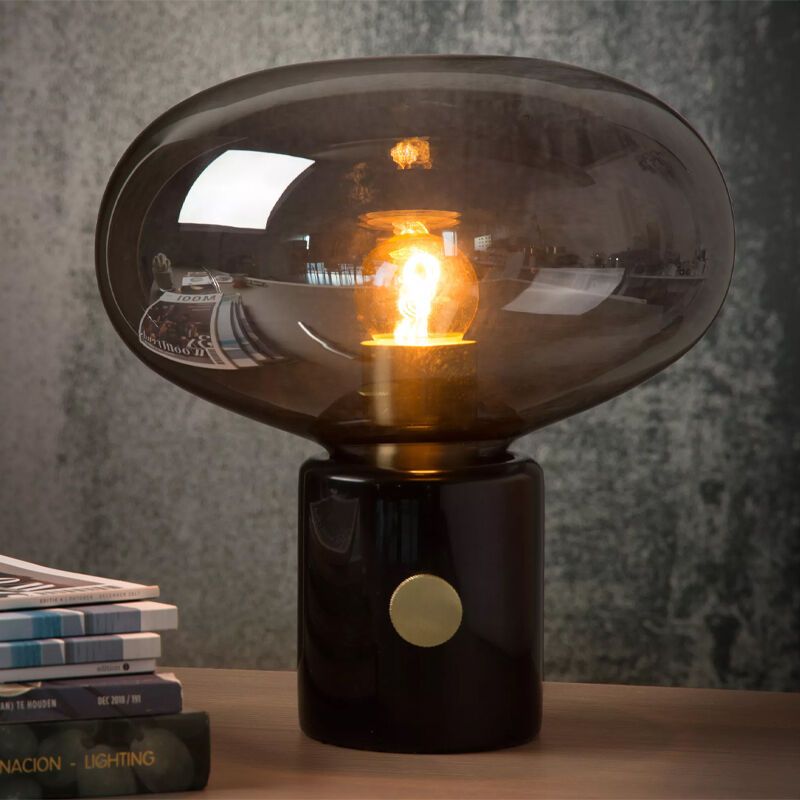 Marmurowa lampa stołowa szara, Charlize, z przełącznik Marmurowa lampa stołowa szara, Charlize, z przełącznik