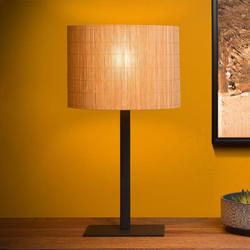 Rattanowa lampa stołowa brązowa, Magius, z przełącznik