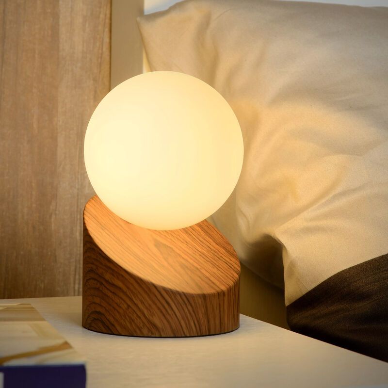 Brązowa lampa stołowa nowoczesna, Len, z przełącznik Brązowa lampa stołowa nowoczesna, Len, z przełącznik