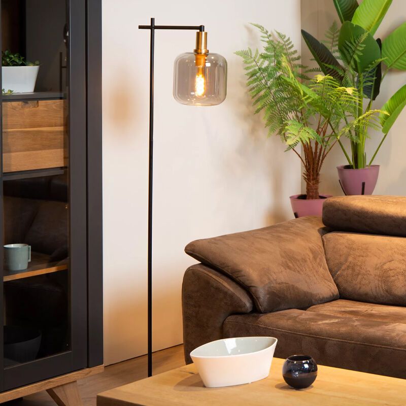 Szara lampa stojąca nowoczesna, Joanet, z przełącznik Szara lampa stojąca nowoczesna, Joanet, z przełącznik