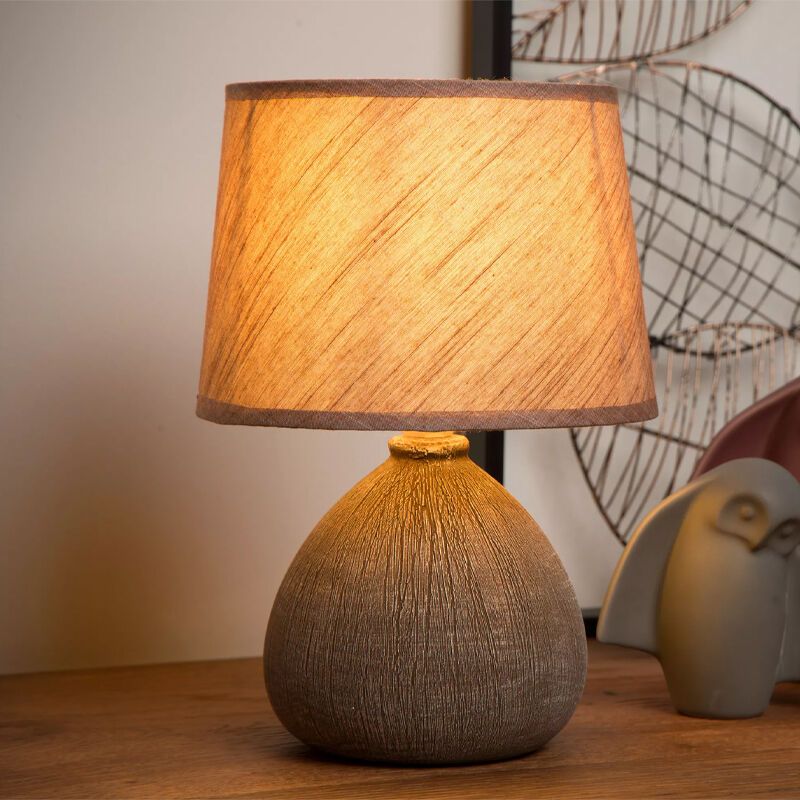 Ceramiczna lampa stołowa brązowa, Ramzi, z przełącznik Ceramiczna lampa stołowa brązowa, Ramzi, z przełącznik