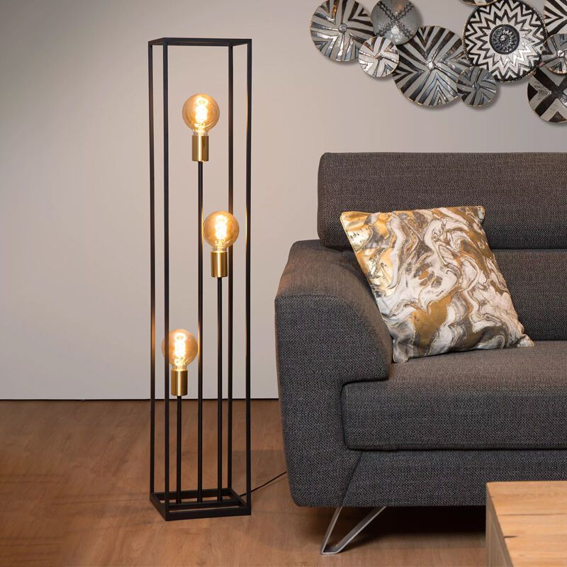 Złota lampa stojąca nowoczesna, Ruben, z przełącznik Złota lampa stojąca nowoczesna, Ruben, z przełącznik