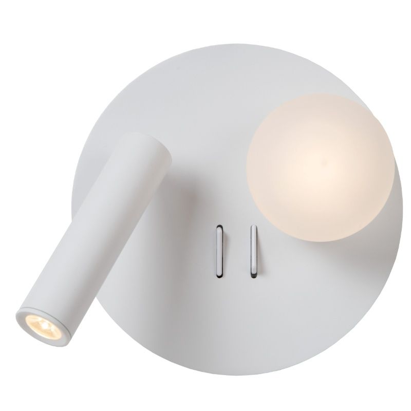 Biała lampa nocna nowoczesna, Matiz, 3,5W, 3000K LED, z przełącznik