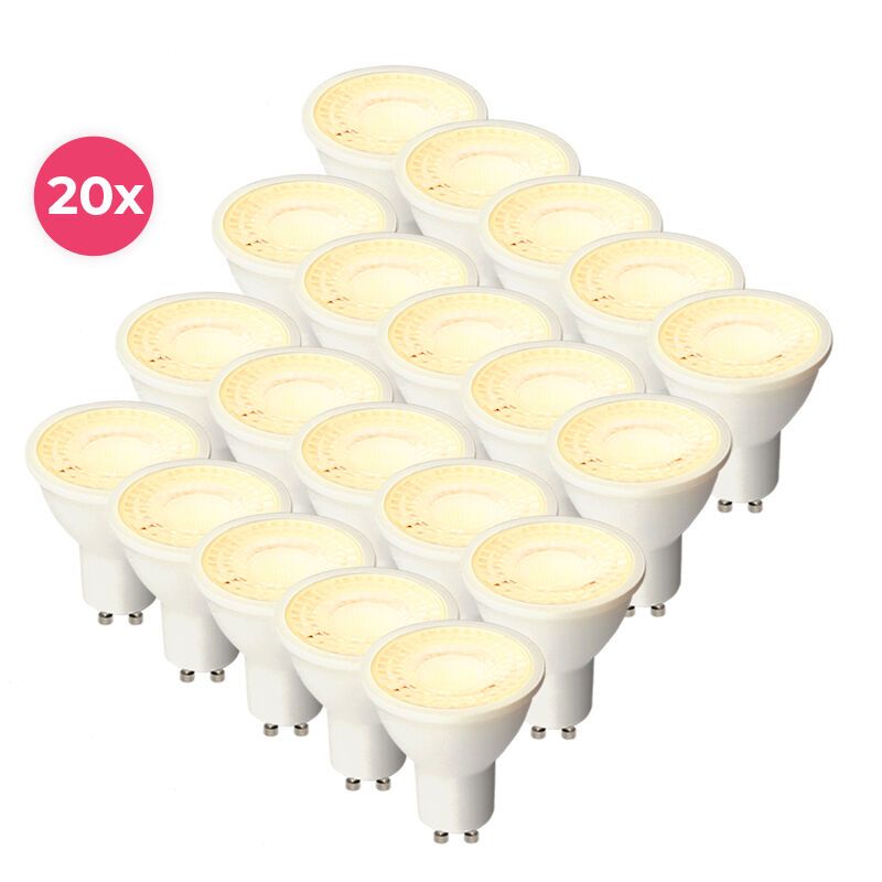 20 szt. Ściemnialna biała lampa LED GU10 Antonie, 5W, ciepła biel