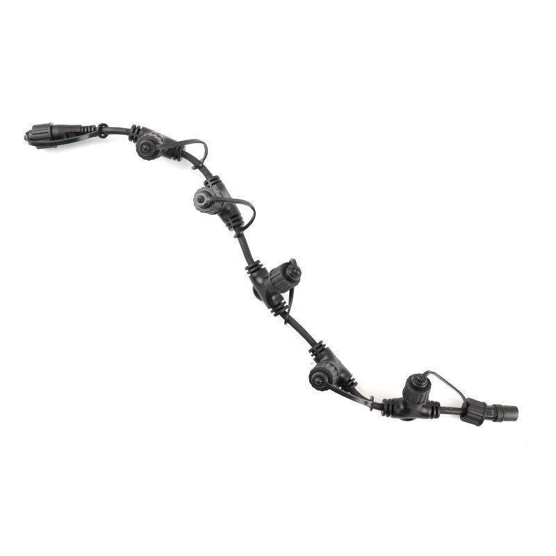 Czarny kabel dystrybucyjny 0,5 m, z 5 wyjściami