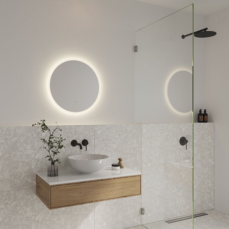 Szary lustro z oświetleniem nowoczesny, Dovina, 20W, 4000K LED, IP44, z przełącznik Szary lustro z oświetleniem nowoczesny, Dovina, 20W, 4000K LED, IP44, z przełącznik