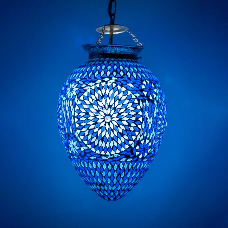 Mozaikowa orientalna lampa wisząca niebieska, Isa