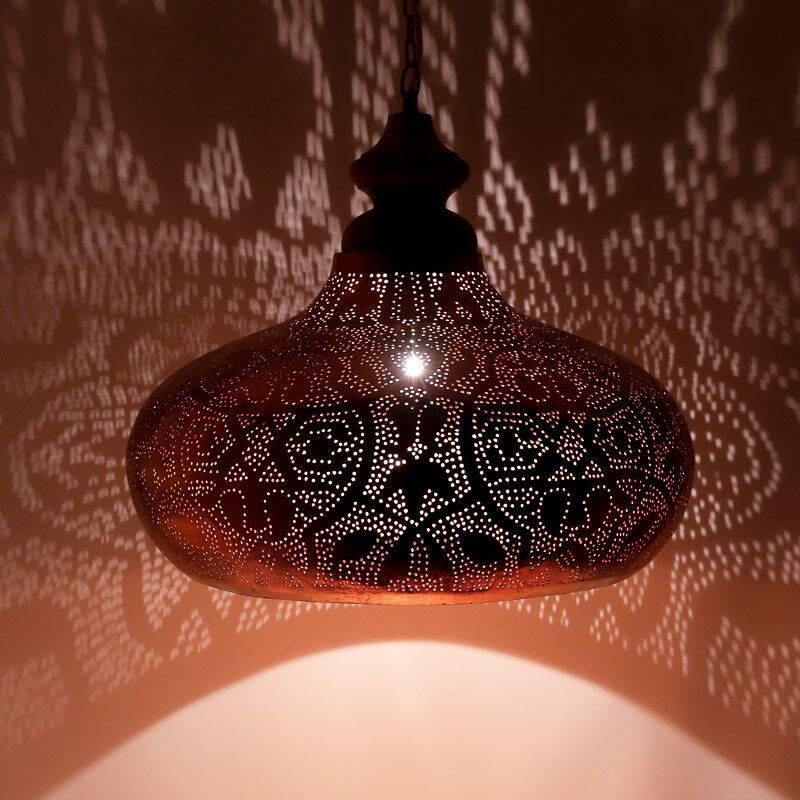 Filigranowa orientalna lampa wisząca miedziana, Zina Filigranowa orientalna lampa wisząca miedziana, Zina
