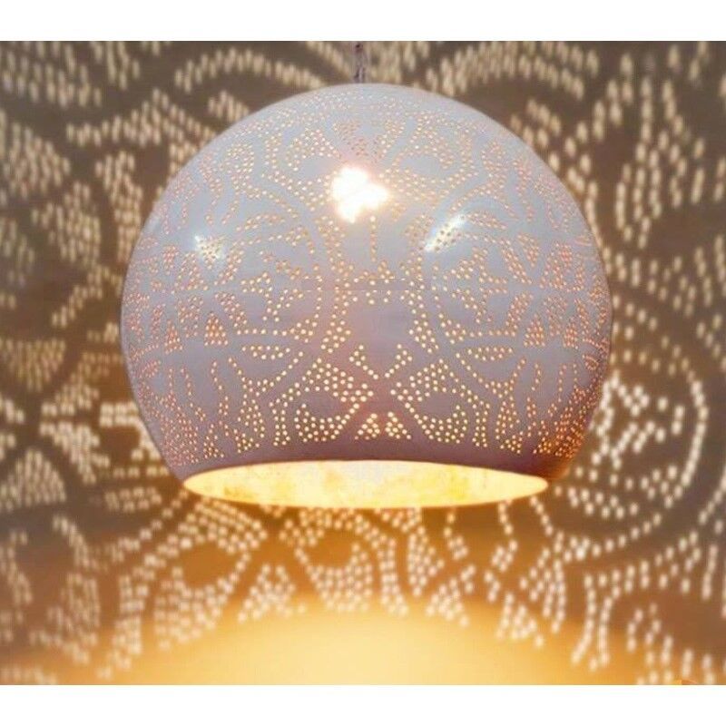 Filigranowa orientalna lampa wisząca biała, Kenza