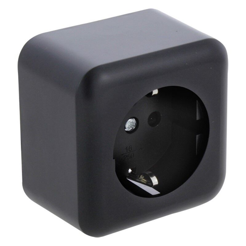 Gniazdo Q-Link natynkowe, 1-drożne, z zabezpieczeniem przed dziećmi i stykiem ochronnym, czarne