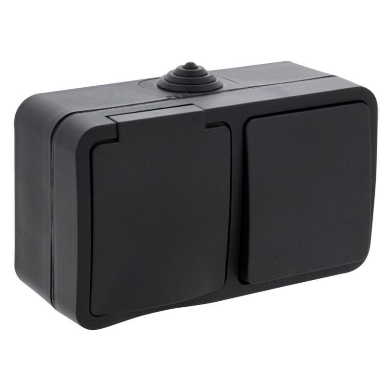 Gniazdo kombinowane Q-Link i przełącznik, przełącznik bryzgoszczelny Uziemienie ochronne Gniazdo kombinowane Q-Link i przełącznik, przełącznik bryzgoszczelny Uziemienie ochronne