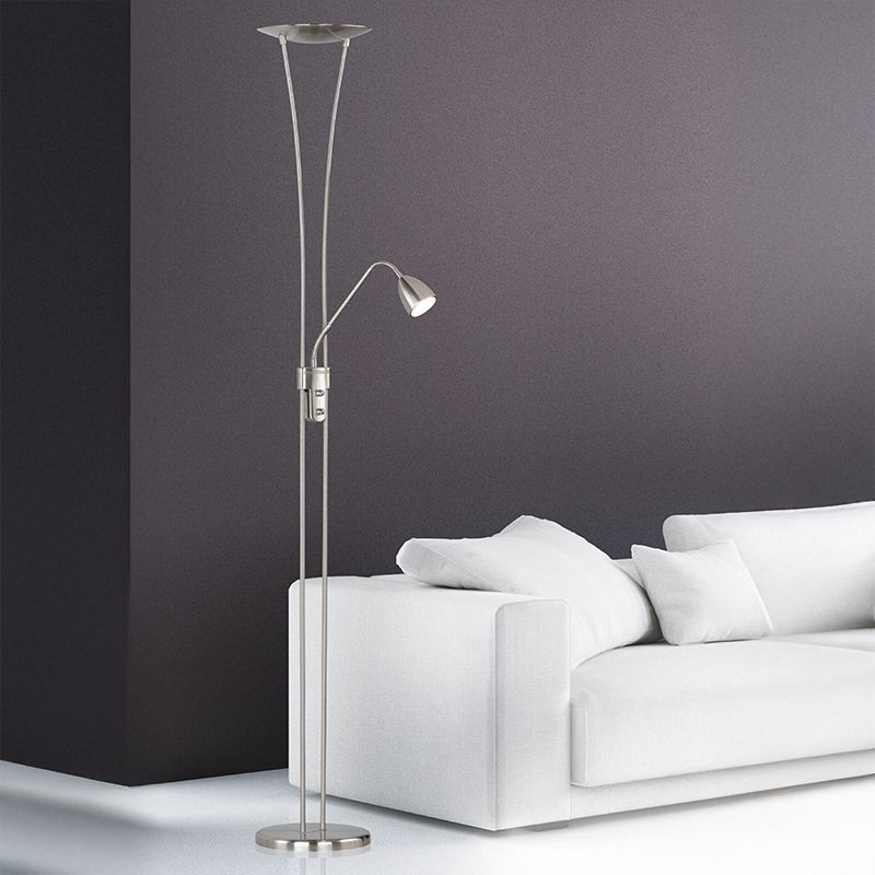 Niklowa lampa stojąca klasyczna, Stijn, 20W, 3000K LED, z przełącznik