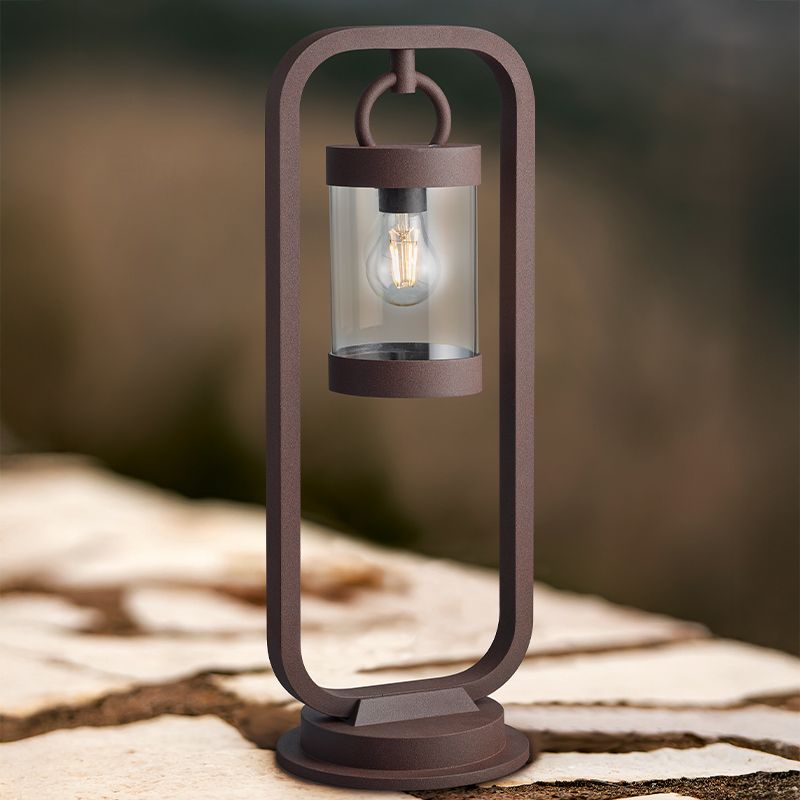 Rdzawa lampa podłogowa zewnętrzna z czujnikiem zmierzchu nowoczesna, Sambesi, IP44 Rdzawa lampa podłogowa zewnętrzna z czujnikiem zmierzchu nowoczesna, Sambesi, IP44