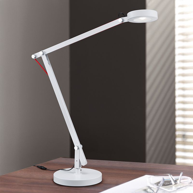 Biała lampa stołowa nowoczesna, Pardoes, 5W, 3000K LED, z przełącznik