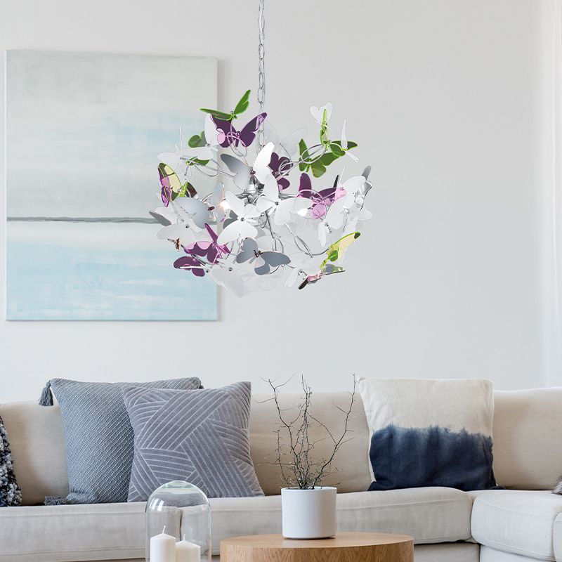 Chromowana lampa wisząca design, Butterfly