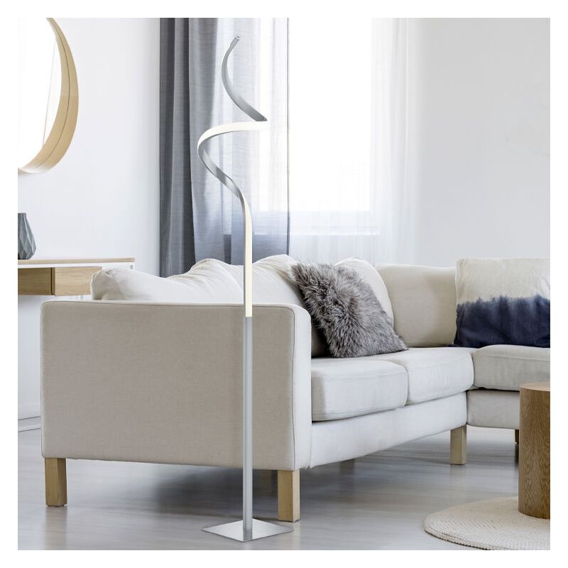 Niklowa lampa stojąca nowoczesna, Aby, 11W, 3000K LED, z dotykowy ściemniacz Niklowa lampa stojąca nowoczesna, Aby, 11W, 3000K LED, z dotykowy ściemniacz