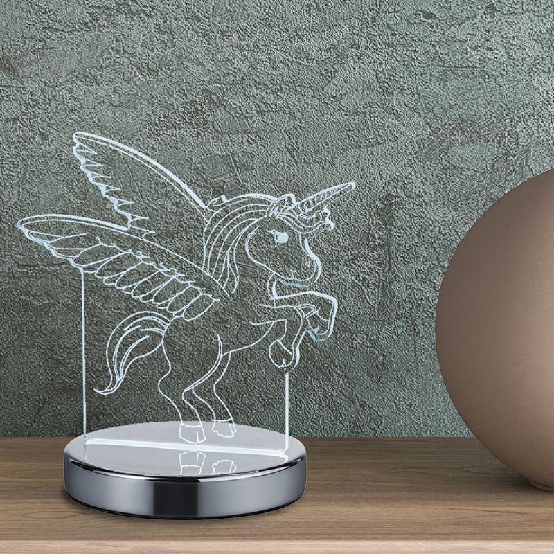 Chromowana lampa stołowa dla dzieci design, Berivan, 7W, regulowana ciepła do zimnej bieli LED, z przełącznik Chromowana lampa stołowa dla dzieci design, Berivan, 7W, regulowana ciepła do zimnej bieli LED, z przełącznik