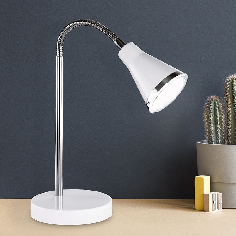 Biała lampa biurkowa plastikowa, Taimi, 3,8W, 3000K LED, z przełącznik Biała lampa biurkowa plastikowa, Taimi, 3,8W, 3000K LED, z przełącznik