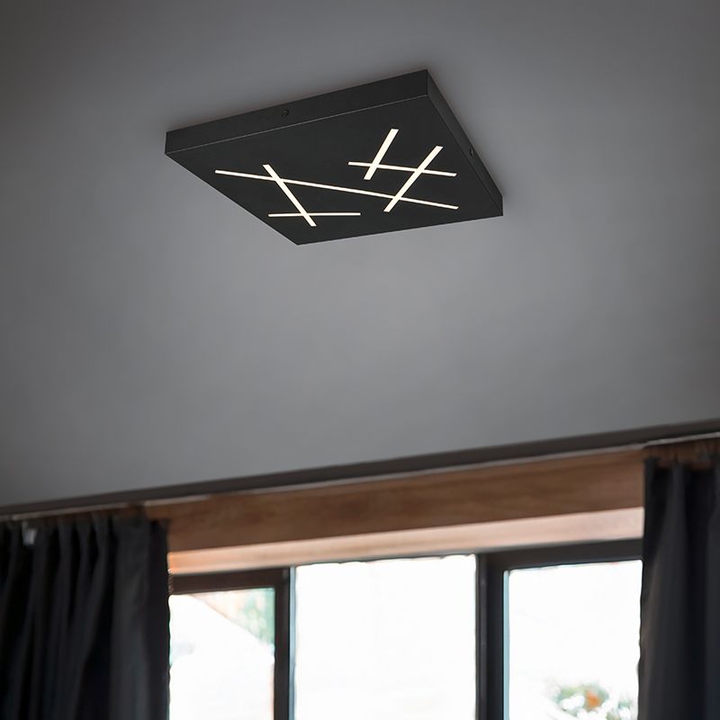 Czarny plafon sufitowy design, Eelco, 24W, regulowana ciepła do zimnej bieli LED, ściemniana w 3 krokach