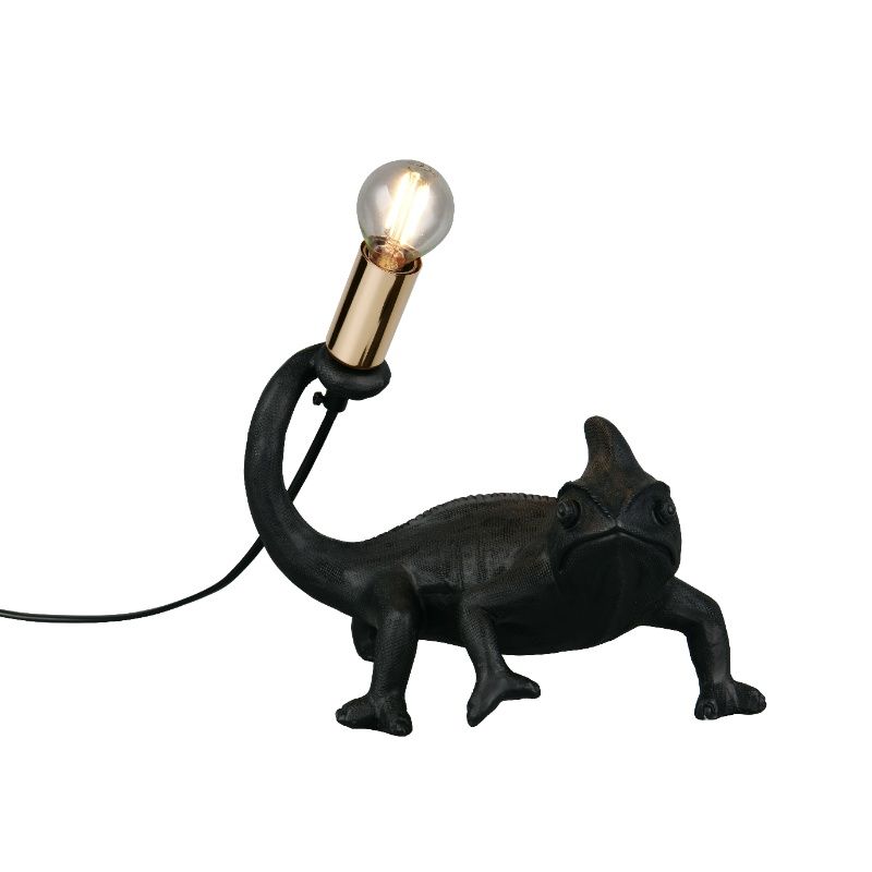 Czarna lampa stołowa plastikowa, Chameleon Czarna lampa stołowa plastikowa, Chameleon