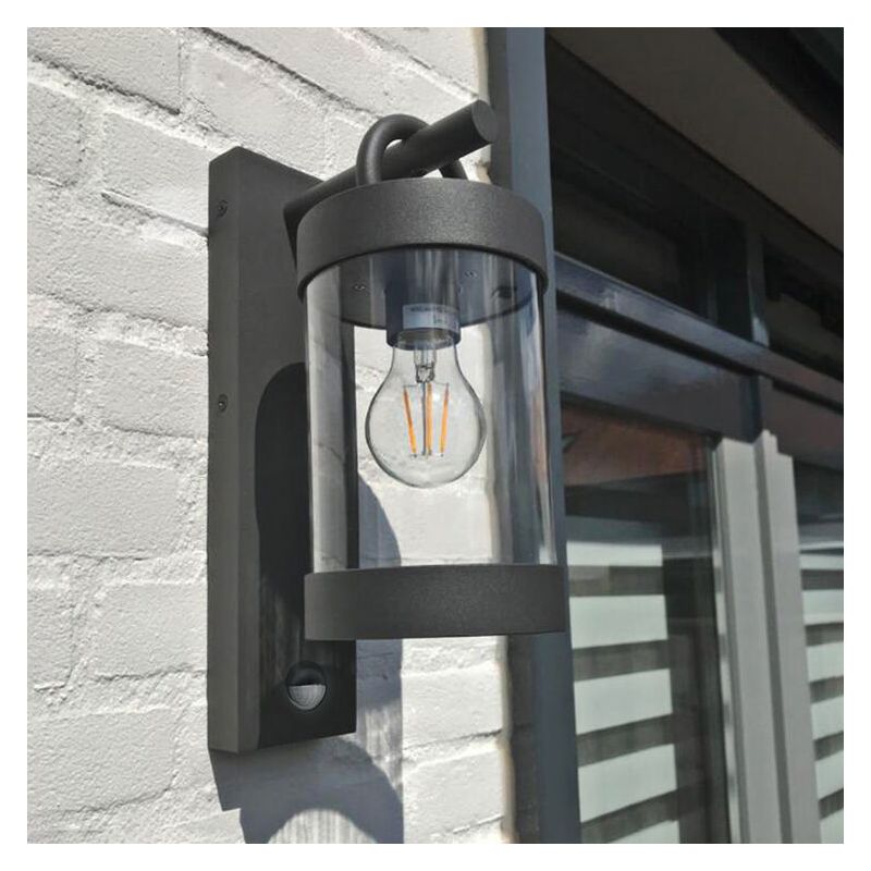Antracytowy kinkiet zewnętrzny z czujnikiem ruchu nowoczesny, Sambesi, IP44 Antracytowy kinkiet zewnętrzny z czujnikiem ruchu nowoczesny, Sambesi, IP44