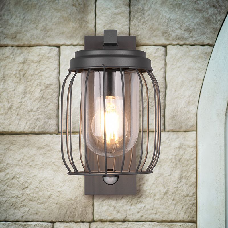 Antracytowy kinkiet zewnętrzny z czujnikiem ruchu nowoczesny, Emanuela, IP44