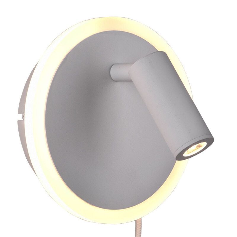 Biały kinkiet nowoczesny, Sirias, 5W, 3000K LED, z przełącznik Biały kinkiet nowoczesny, Sirias, 5W, 3000K LED, z przełącznik