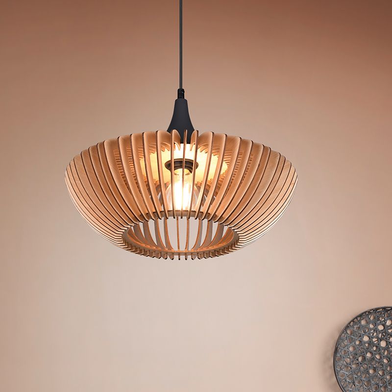 Drewniana lampa wisząca brązowa, Mirjan Drewniana lampa wisząca brązowa, Mirjan