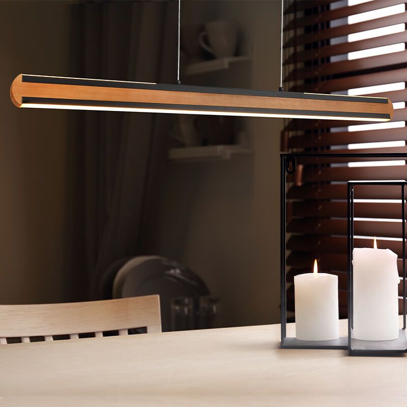 Drewniana lampa wisząca nowoczesna, Cengiz, 40W, regulowany kolor LED, z przełącznik Drewniana lampa wisząca nowoczesna, Cengiz, 40W, regulowany kolor LED, z przełącznik