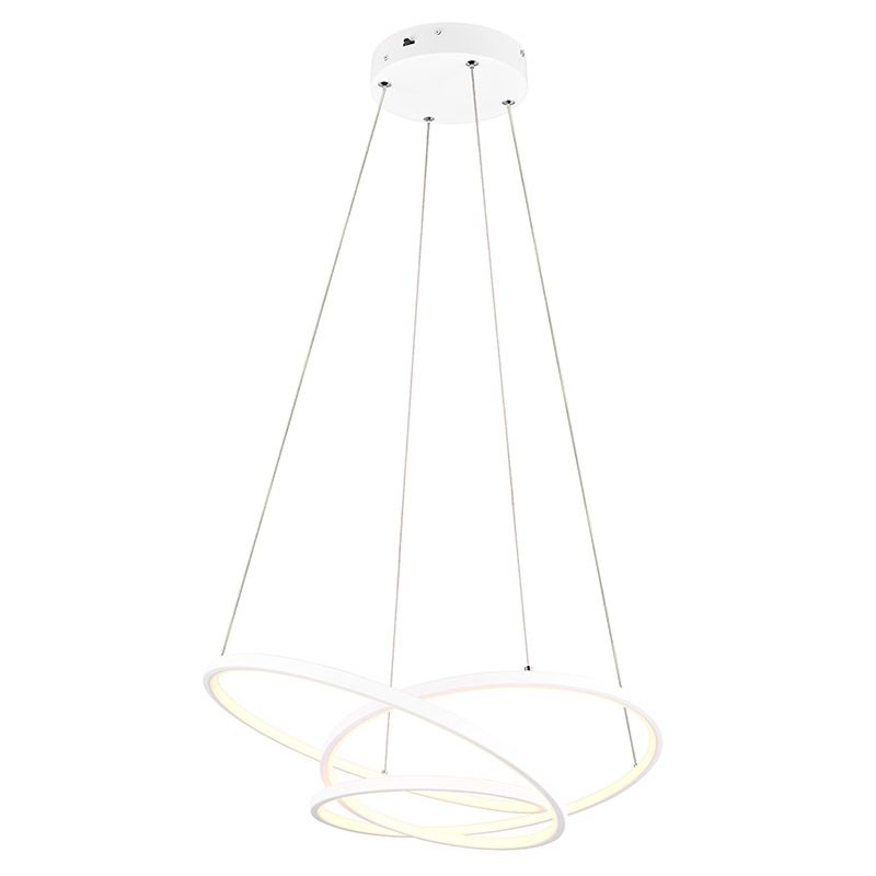 Biała lampa wisząca design, Teodore, 34W, white switch LED, ściemniana w 3 krokach