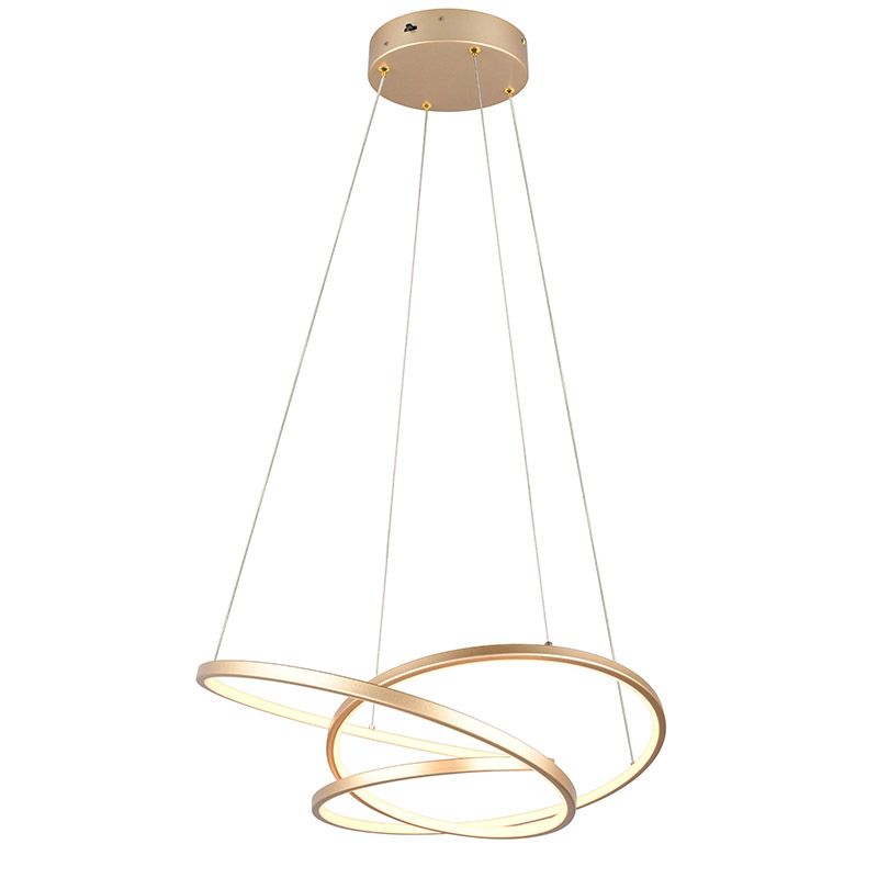 Złota lampa wisząca nad stół do jadalni design, Teodore, 34W, white switch LED, ściemniana w 3 krokach