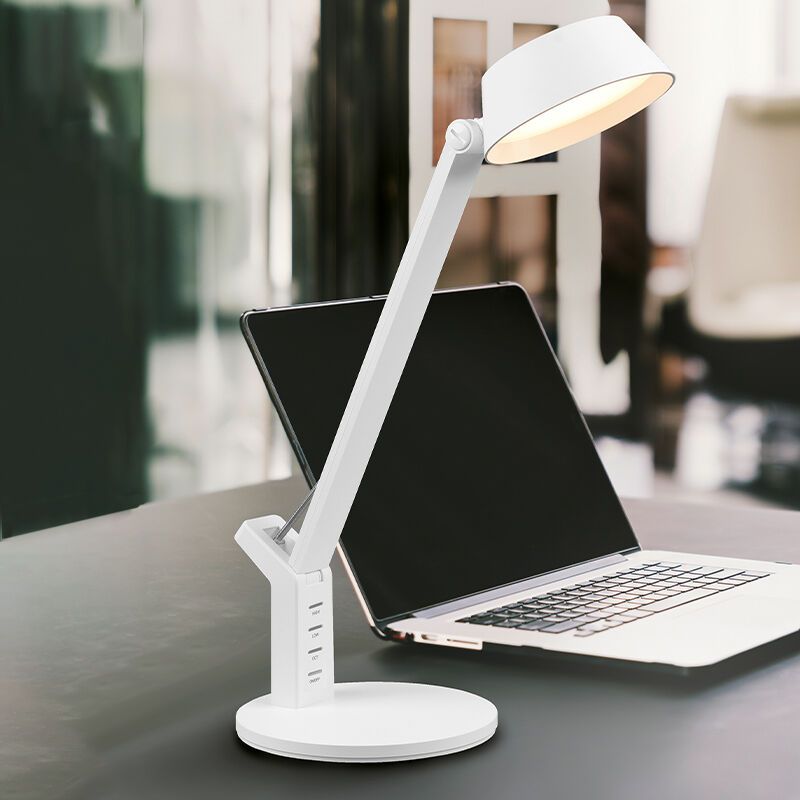Biała lampa biurkowa nowoczesna, Lindi, 5W, regulowana ciepła do zimnej bieli LED, z dotykowy ściemniacz Biała lampa biurkowa nowoczesna, Lindi, 5W, regulowana ciepła do zimnej bieli LED, z dotykowy ściemniacz
