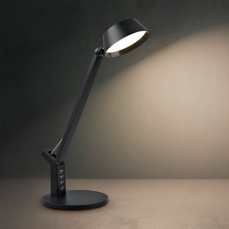 Czarna lampa biurkowa nowoczesna, Lindi, 5W, regulowana ciepła do zimnej bieli LED, z dotykowy ściemniacz Czarna lampa biurkowa nowoczesna, Lindi, 5W, regulowana ciepła do zimnej bieli LED, z dotykowy ściemniacz