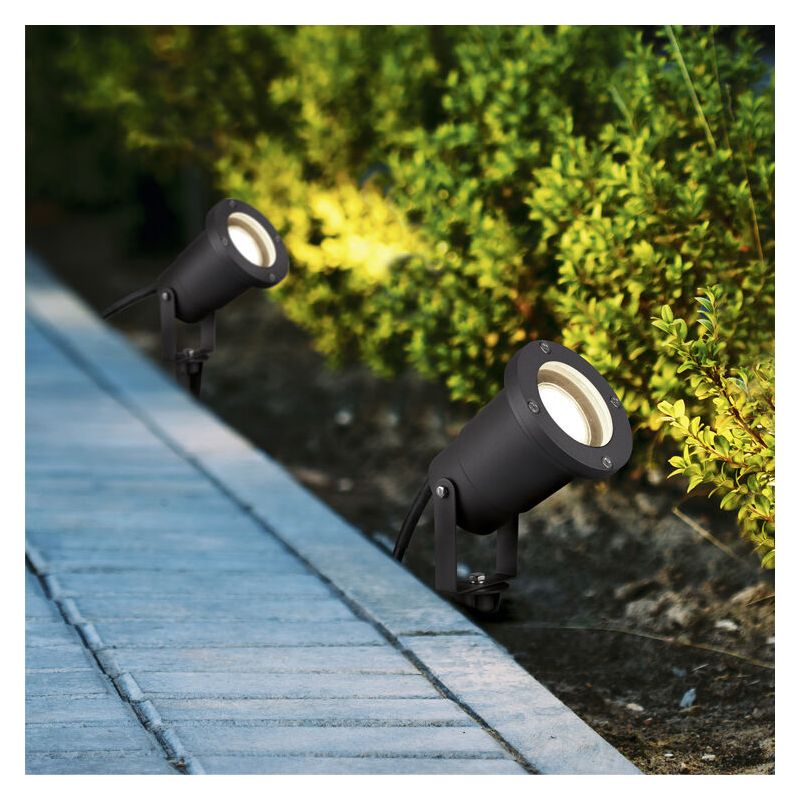 Antracytowa lampa dogruntowa nowoczesna, Tau, IP65