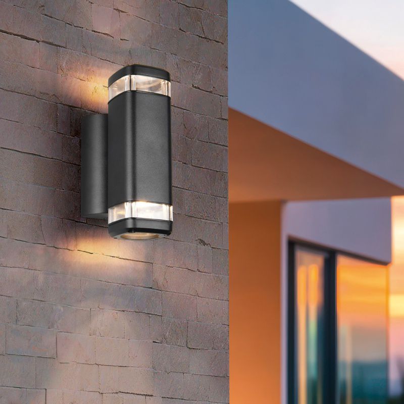 Czarny kinkiet up down nowoczesny, Poonam, IP44