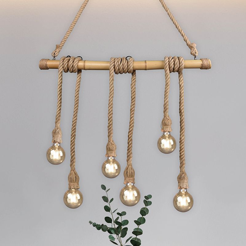 Drewniana lampa wisząca nad stół do jadalni brązowa, Joaquin