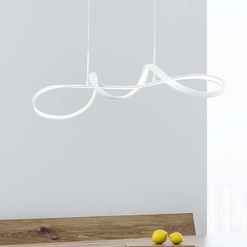 Biała lampa wisząca design, Renso, 37W, 4000K LED, ściemniana w 3 krokach Biała lampa wisząca design, Renso, 37W, 4000K LED, ściemniana w 3 krokach